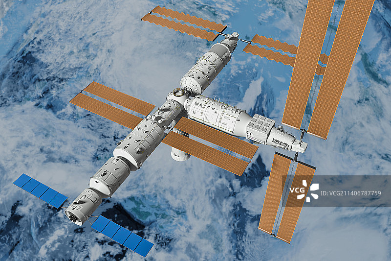 梦天试验舱与中国空间站对接后的新姿态图片素材