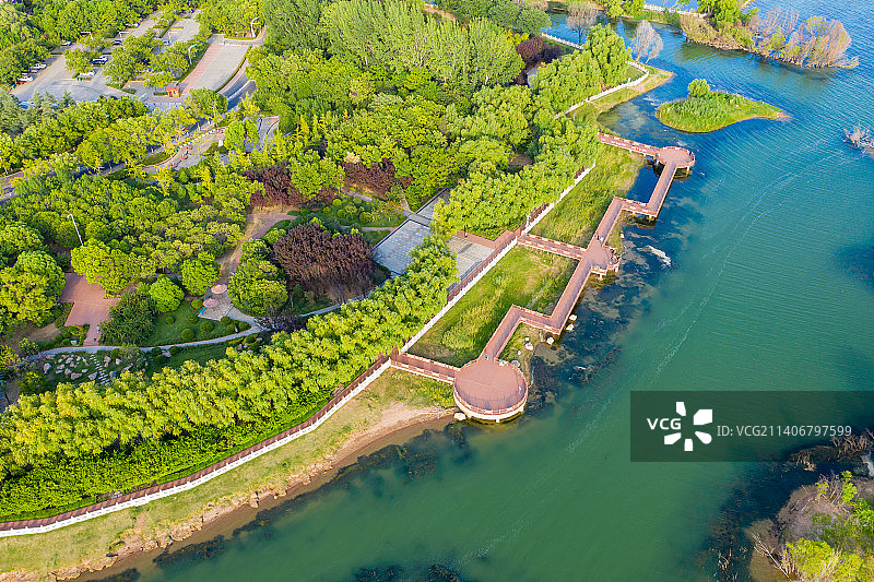 航拍河南省平顶山市白龟湖国家城市湿地公园 平顶山白龟山水库图片素材
