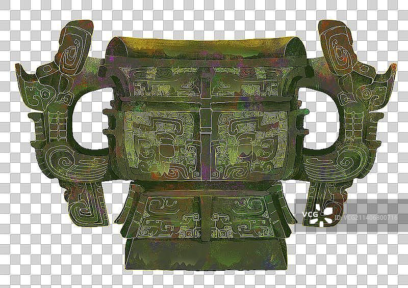 亚丑方簋青铜器国潮插画图片素材