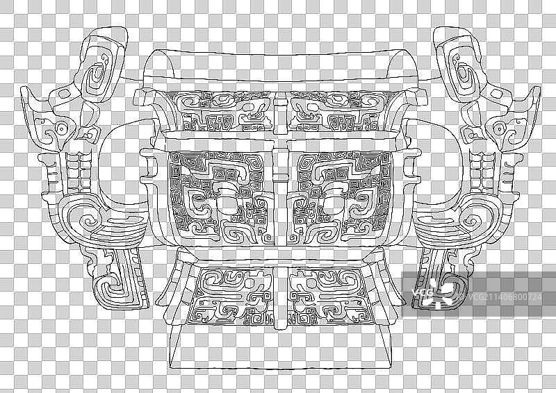 亚丑方簋青铜器国潮插画图片素材