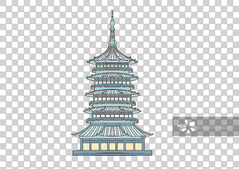 杭州城市地标建筑雷峰塔图片素材