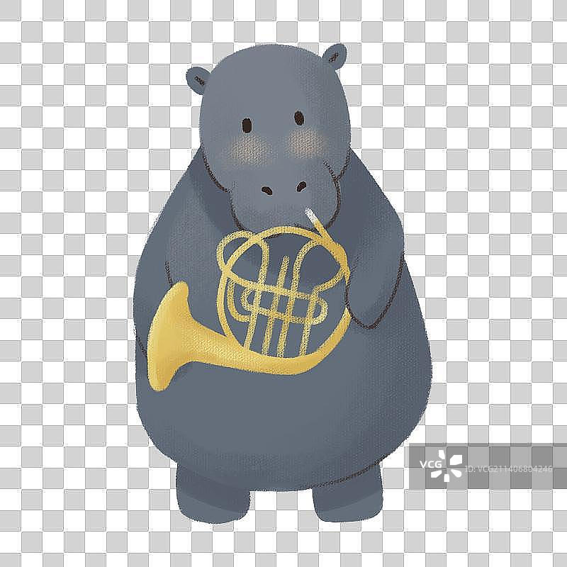 河马吹圆号图片素材