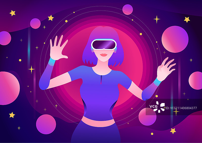 体验增强现实的元宇宙女孩图片素材