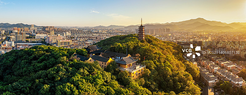 杭州萧山临浦镇风光全景图片素材
