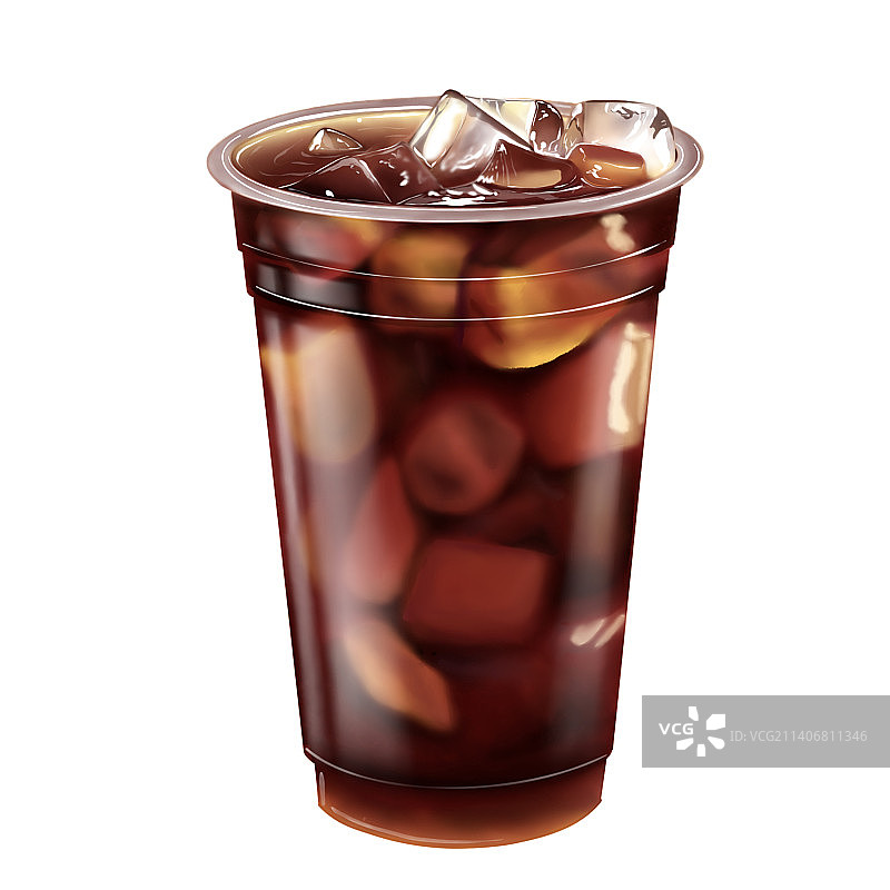 手绘饮料冰美式咖啡图片素材