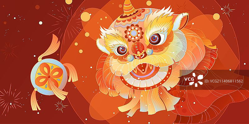 新年春节国风国潮红色氛围插画图片素材