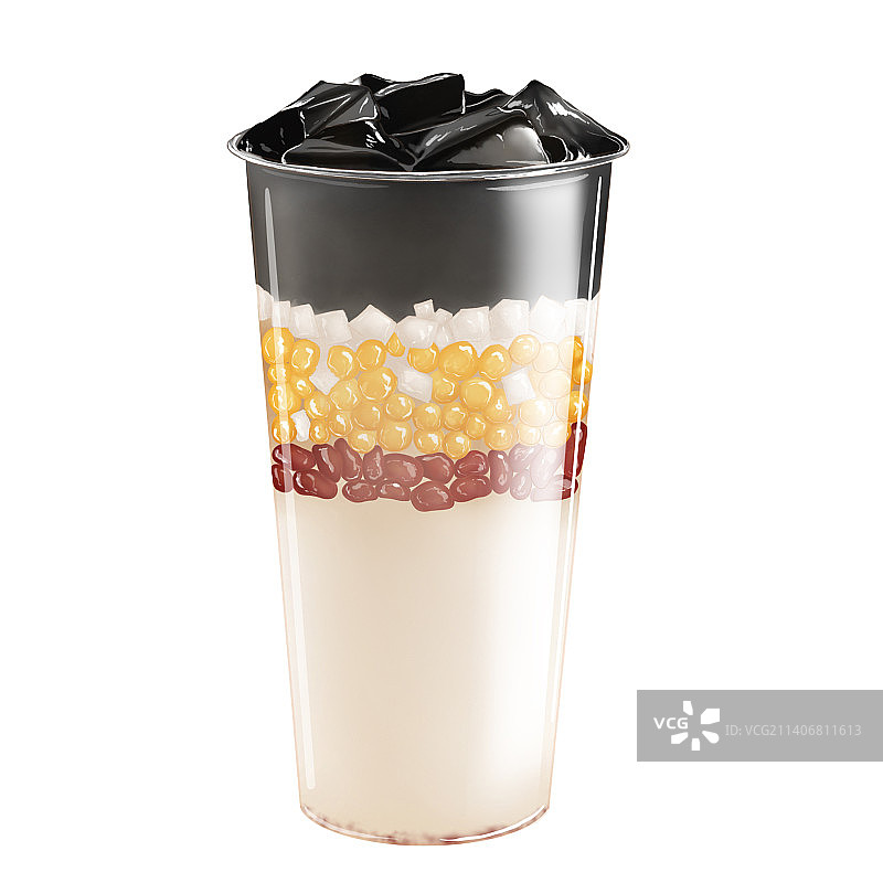 手绘饮品烧仙草图片素材