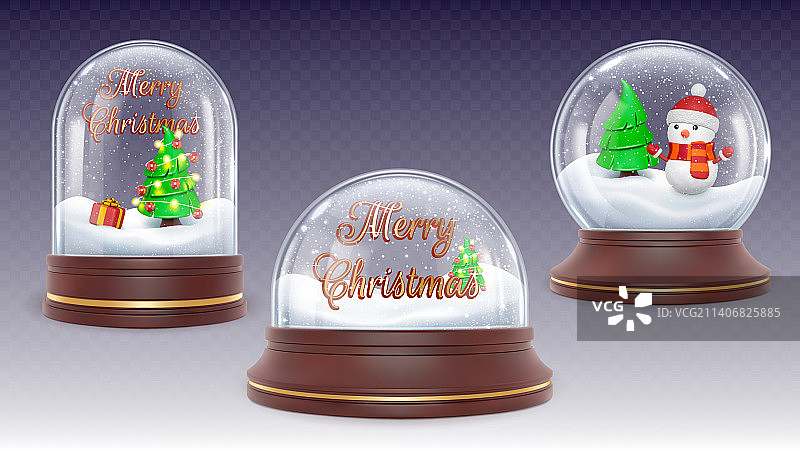 逼真圣诞水晶雪球图片素材