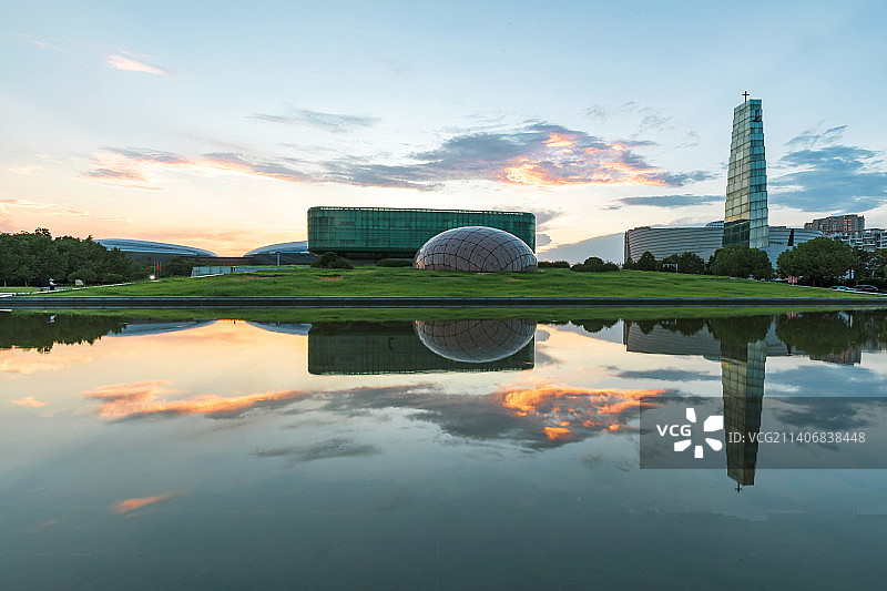 南京金陵图书馆晚霞图片素材