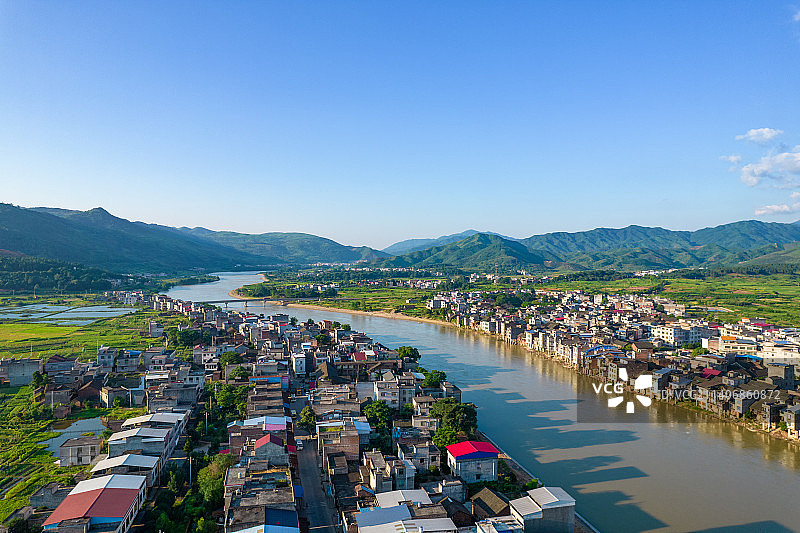 航拍湖南常宁特色小镇白沙镇图片素材