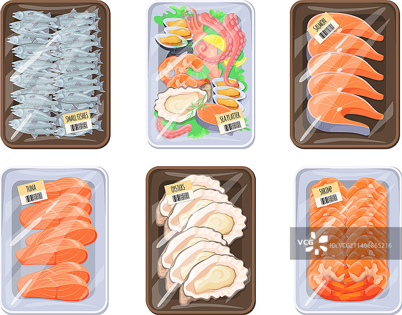 冷冻河红海鲜塑料包装盒图片素材