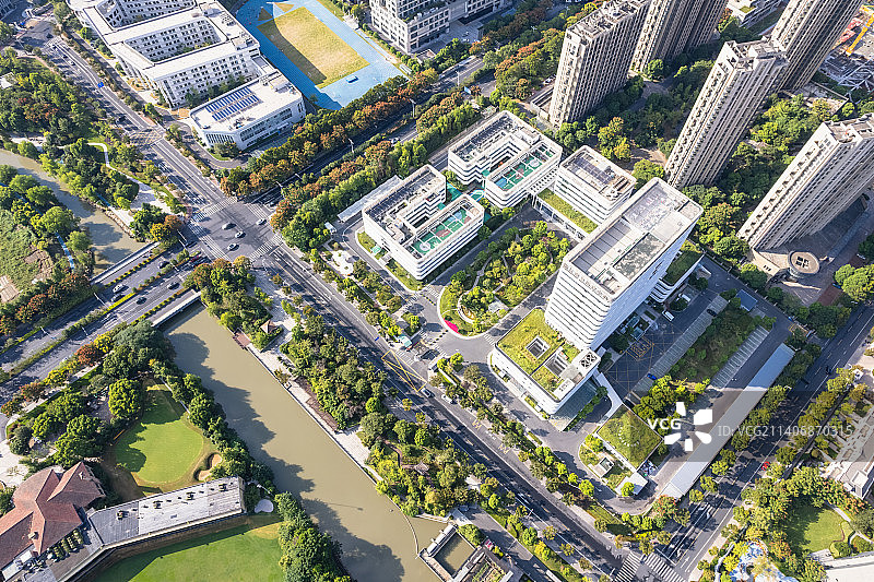 杭州滨江浙江康复医疗中心航拍图片素材