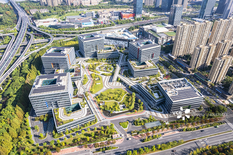 杭州滨江阿里巴巴园区航拍全景图片素材