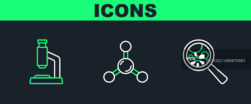 放大镜下的微生物线条组合图片素材
