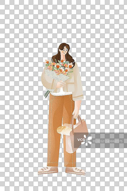 拿花的女孩2图片素材