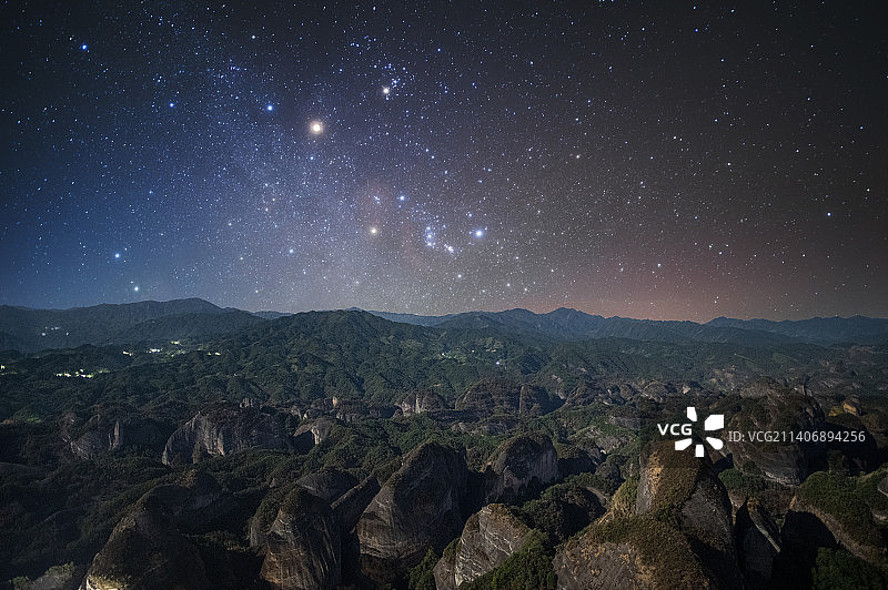 桂林丹霞地貌星空银河图片素材