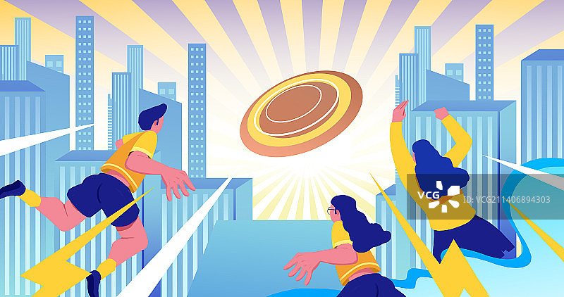 卡通手绘圆盘飞盘运动插画图片素材