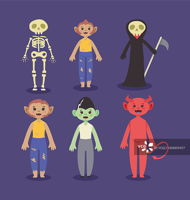 万圣节服装的人们图片素材