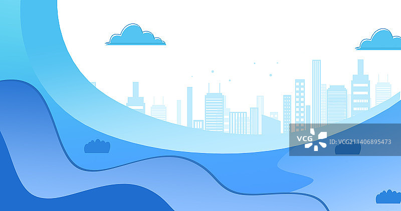 卡通手绘城市建筑背景闪屏插画图片素材