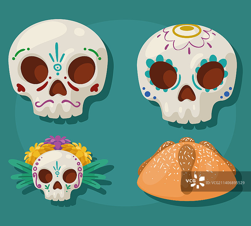 亡灵节四个图标图片素材