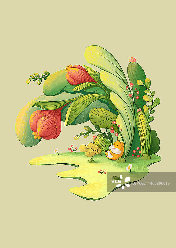 可爱治愈小场景插画图片素材