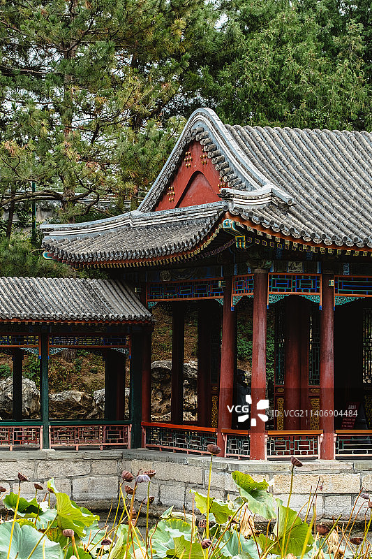 北京颐和园 谐趣园亭台楼阁图片素材