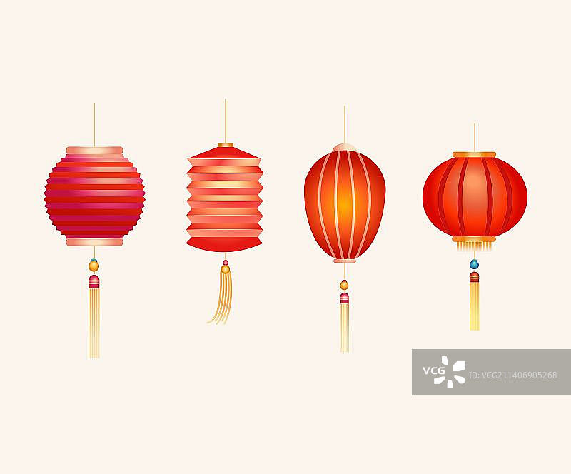 2023年兔年灯笼花灯插画海报图片素材