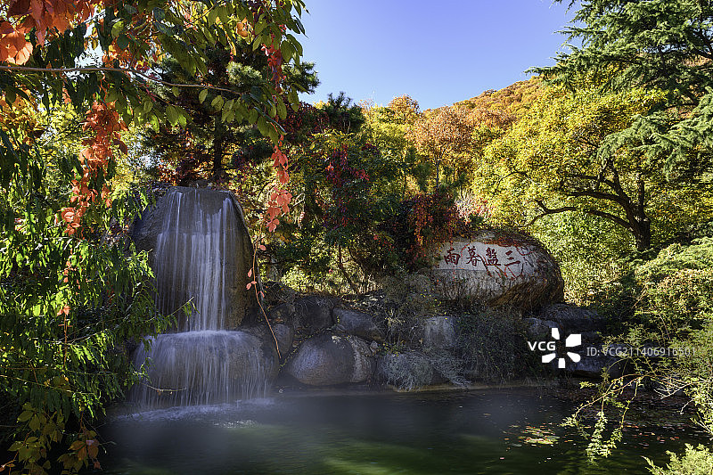 天津盘山风景区，三盘暮雨图片素材