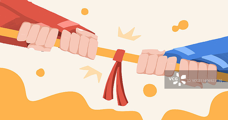 卡通手绘拔河运动活动插画图片素材