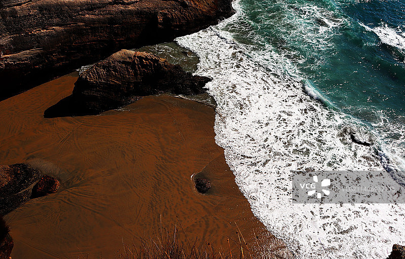 farewell spit海滩高角度视图，新西兰图片素材