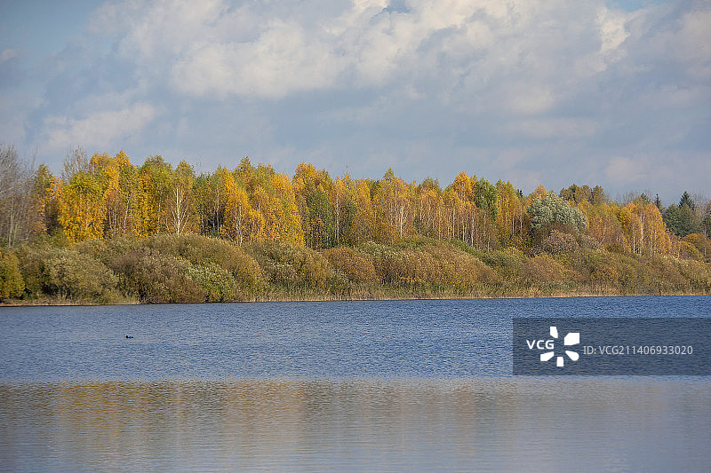明斯克秋季湖景，白俄罗斯图片素材
