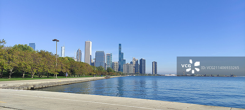 杭州城市天际线全景图片素材