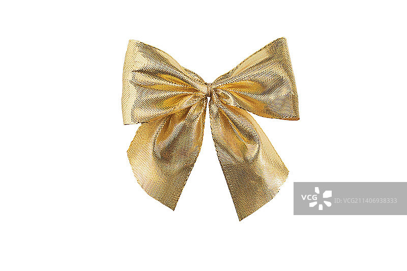 白色背景上孤立的金色丝带蝴蝶结图片素材