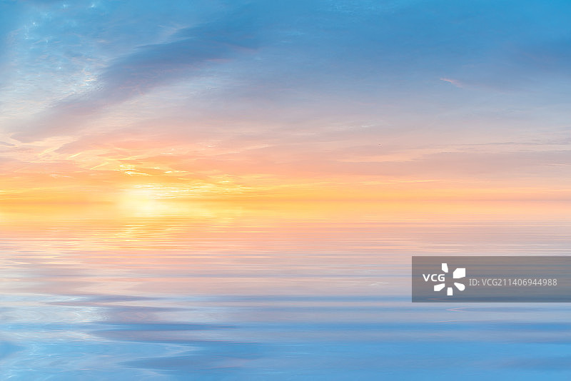 天空日出云景水面倒影图片素材