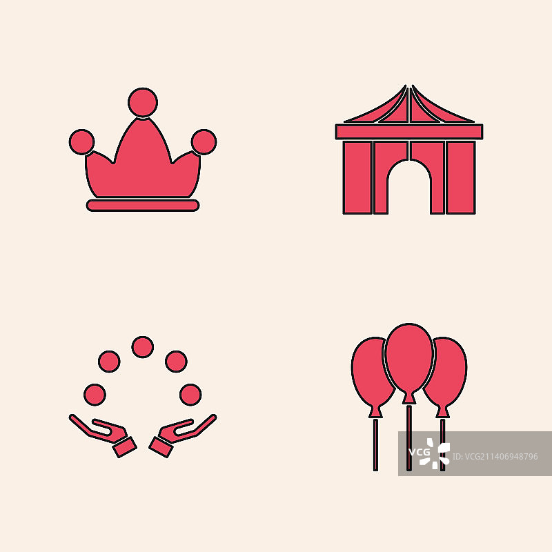 小丑帽铃铛马戏团彩带气球套装图片素材