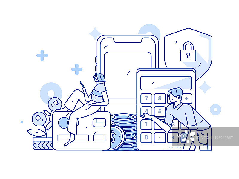 网络支付安全人物扁平矢量概念运营插画图片素材