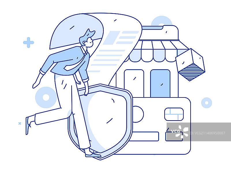 网络支付安全人物扁平矢量概念运营插画图片素材
