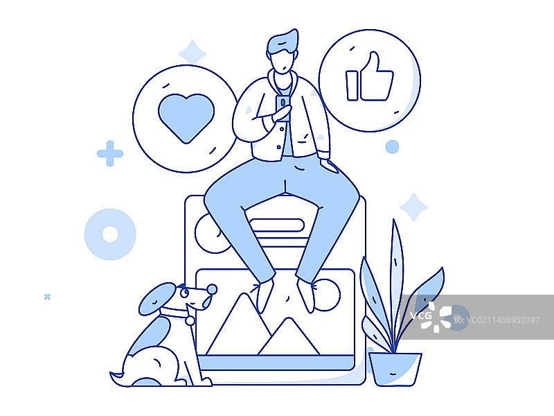 虚拟的社交概念商业扁平矢量插画图片素材