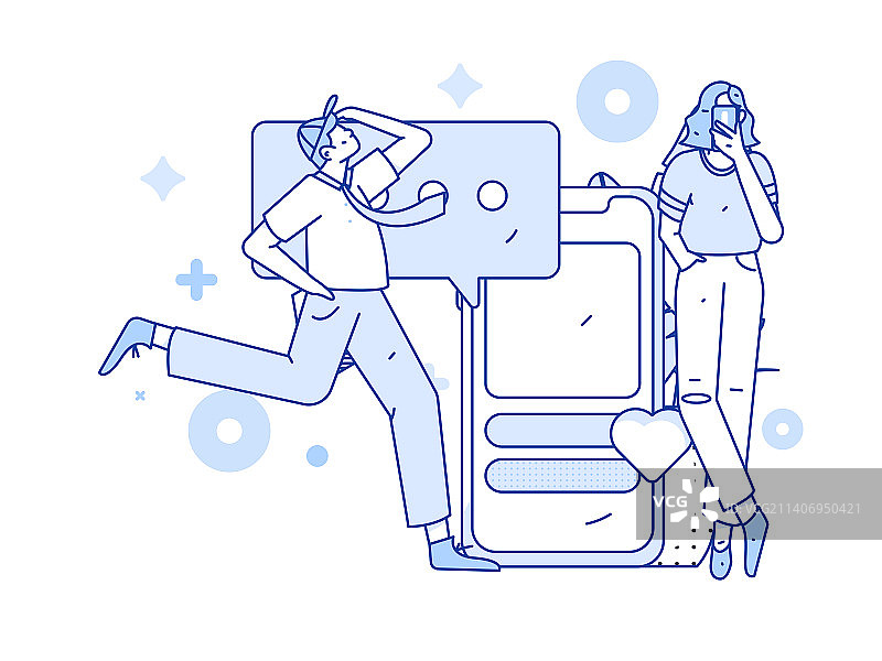 虚拟的社交概念商业扁平矢量插画图片素材