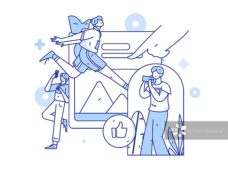 虚拟的社交概念商业扁平矢量插画图片素材