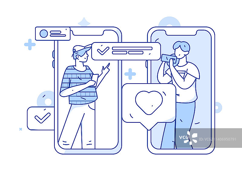 虚拟的社交概念商业扁平矢量插画图片素材