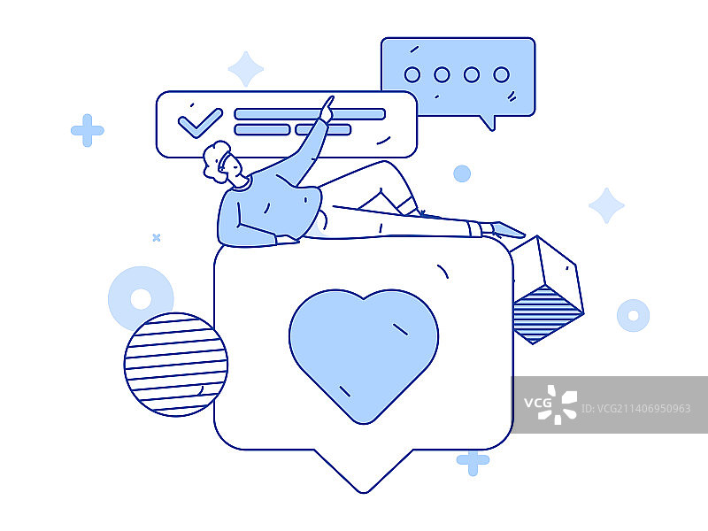 虚拟的社交概念商业扁平矢量插画图片素材