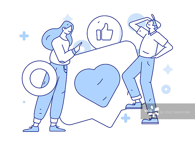 虚拟的社交概念商业扁平矢量插画图片素材