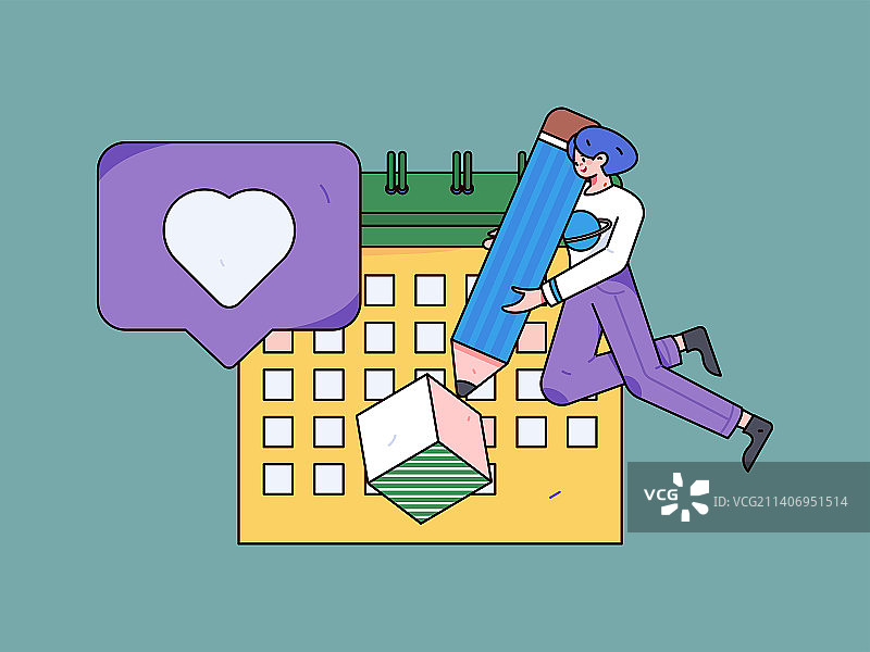 签到人物扁平矢量概念运营插画图片素材