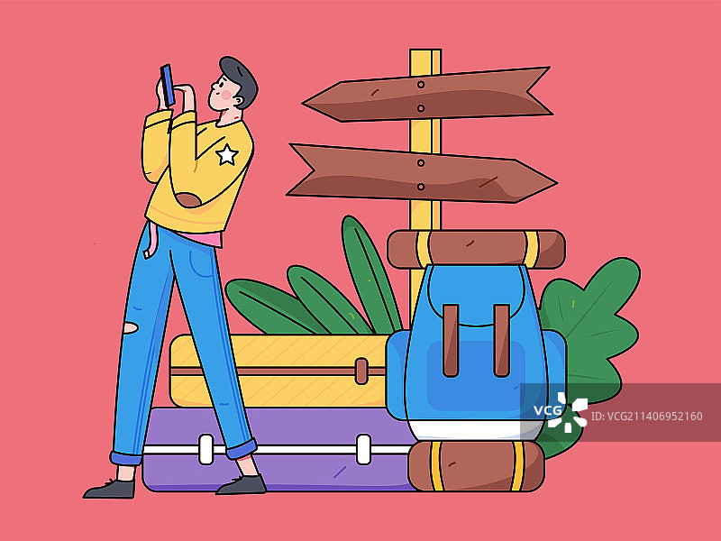 节假日旅游出行人物互联网背景矢量插画图片素材