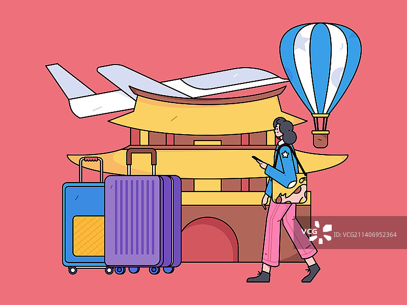 节假日旅游出行人物互联网背景矢量插画图片素材