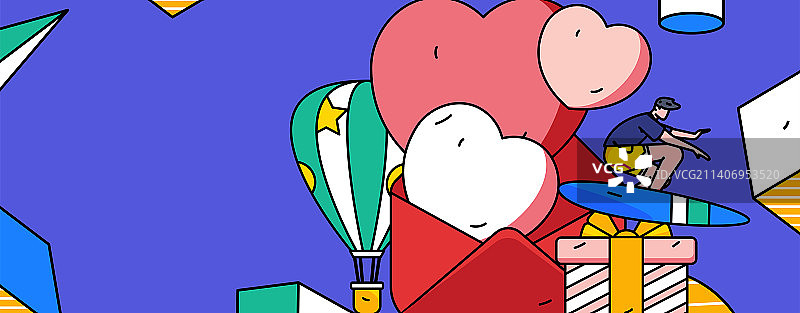 情人节快乐扁平矢量概念运营插画图片素材