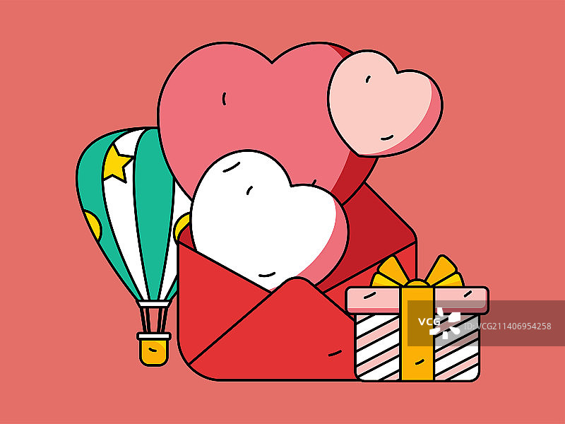 情人节快乐扁平矢量概念运营插画图片素材