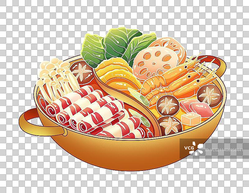 国潮手绘立冬羊肉火锅插画元素图片素材