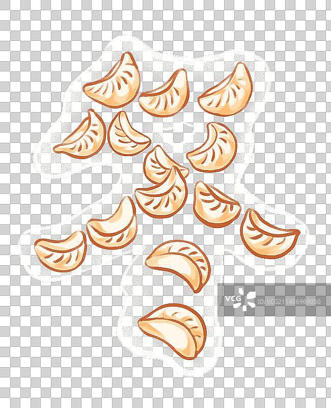 暖意冬天饺子正负形创意字手绘插画免抠素材图片素材